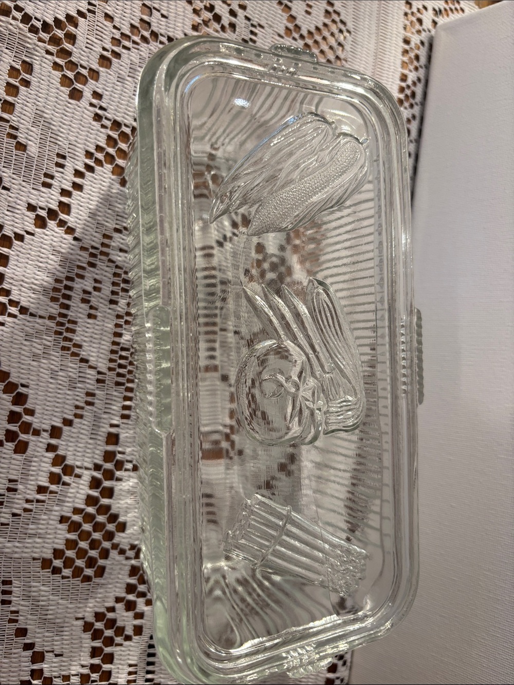 Vintage Federal Glass Refrigerator Dish w/Lid Vegetable Design. - Picture 2 of 4